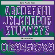 Загрузить изображение в средство просмотра галереи, Custom Purple Kelly Green-White Abstract Color Blocks Fragment 3D Pattern Design Bomber Full-Snap Varsity Letterman Hoodie Jacket