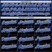 Загрузить изображение в средство просмотра галереи, Custom Black Royal-White Splash 3D Pattern Design Bomber Full-Snap Varsity Letterman Hoodie Jacket