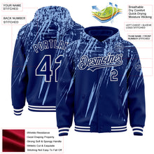 Загрузить изображение в средство просмотра галереи, Custom Royal Light Blue-White Splash 3D Pattern Design Bomber Full-Snap Varsity Letterman Hoodie Jacket