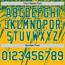 Загрузить изображение в средство просмотра галереи, Custom Gold Kelly Green-White Splash 3D Pattern Design Bomber Full-Snap Varsity Letterman Hoodie Jacket