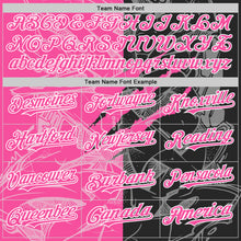 Загрузить изображение в средство просмотра галереи, Custom Graffiti Pattern Pink Black-White Scratch Bomber Full-Snap Varsity Letterman Hoodie Jacket