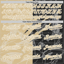 Загрузить изображение в средство просмотра галереи, Custom Graffiti Pattern Vegas Gold Black-White Scratch Bomber Full-Snap Varsity Letterman Hoodie Jacket