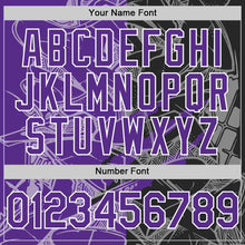 Загрузить изображение в средство просмотра галереи, Custom Graffiti Pattern Purple Black-White Scratch Bomber Full-Snap Varsity Letterman Hoodie Jacket