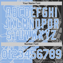 Загрузить изображение в средство просмотра галереи, Custom Graffiti Pattern Light Blue Black-White Scratch Bomber Full-Snap Varsity Letterman Hoodie Jacket