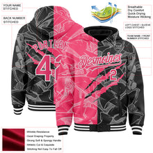 Загрузить изображение в средство просмотра галереи, Custom Graffiti Pattern Neon Pink Black-White Scratch Bomber Full-Snap Varsity Letterman Hoodie Jacket