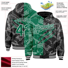 Загрузить изображение в средство просмотра галереи, Custom Graffiti Pattern Kelly Green Black-White Scratch Bomber Full-Snap Varsity Letterman Hoodie Jacket
