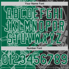 Загрузить изображение в средство просмотра галереи, Custom Graffiti Pattern Kelly Green Black-White Scratch Bomber Full-Snap Varsity Letterman Hoodie Jacket