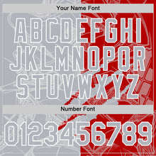 Загрузить изображение в средство просмотра галереи, Custom Graffiti Pattern Gray Red-White Scratch Bomber Full-Snap Varsity Letterman Hoodie Jacket