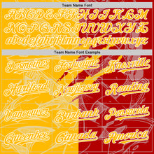 Загрузить изображение в средство просмотра галереи, Custom Graffiti Pattern Gold Red-White Scratch Bomber Full-Snap Varsity Letterman Hoodie Jacket