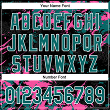 Load image into Gallery viewer, Custom Black Teal Pink-White Splash 3D Pattern Design Bomber Full-Snap Varsity Letterman Hoodie Jacket