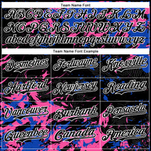 Загрузить изображение в средство просмотра галереи, Custom Black Thunder Blue Pink-White Splash 3D Pattern Design Bomber Full-Snap Varsity Letterman Hoodie Jacket