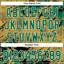 Charger l'image dans la galerie, Custom Old Gold Kelly Green Black-White Splash 3D Pattern Design Bomber Full-Snap Varsity Letterman Hoodie Jacket