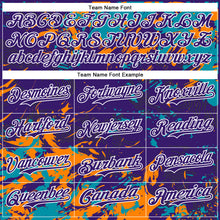 Load image into Gallery viewer, Custom Purple Teal Bay Orange-White Splash 3D Pattern Design Bomber Full-Snap Varsity Letterman Hoodie Jacket
