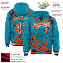 Load image into Gallery viewer, Custom Teal Orange Royal-White Splash 3D Pattern Design Bomber Full-Snap Varsity Letterman Hoodie Jacket