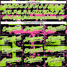 Загрузить изображение в средство просмотра галереи, Custom Black Neon Green Pink-White Abstract Fragment Shape 3D Pattern Design Bomber Full-Snap Varsity Letterman Hoodie Jacket