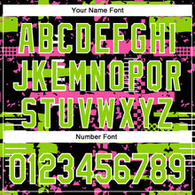 Загрузить изображение в средство просмотра галереи, Custom Black Neon Green Pink-White Abstract Fragment Shape 3D Pattern Design Bomber Full-Snap Varsity Letterman Hoodie Jacket