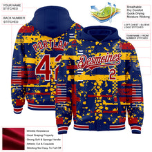 Load image into Gallery viewer, Custom Royal Red Gold-White Abstract Fragment Shape 3D Pattern Design Bomber Full-Snap Varsity Letterman Hoodie Jacket