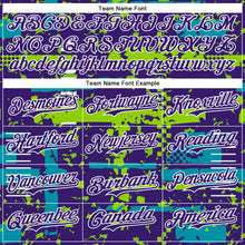 Load image into Gallery viewer, Custom Purple Teal Neon Green-White Abstract Fragment Shape 3D Pattern Design Bomber Full-Snap Varsity Letterman Hoodie Jacket