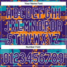 Загрузить изображение в средство просмотра галереи, Custom Purple Teal Bay Orange-White Abstract Fragment Shape 3D Pattern Design Bomber Full-Snap Varsity Letterman Hoodie Jacket