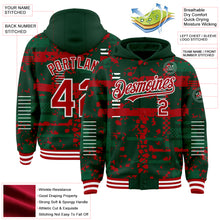Load image into Gallery viewer, Custom Green Red Kelly Green-White Abstract Fragment Shape 3D Pattern Design Bomber Full-Snap Varsity Letterman Hoodie Jacket