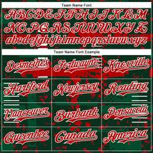 Load image into Gallery viewer, Custom Green Red Kelly Green-White Abstract Fragment Shape 3D Pattern Design Bomber Full-Snap Varsity Letterman Hoodie Jacket