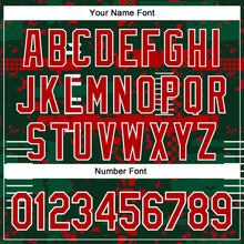 Load image into Gallery viewer, Custom Green Red Kelly Green-White Abstract Fragment Shape 3D Pattern Design Bomber Full-Snap Varsity Letterman Hoodie Jacket