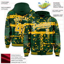Загрузить изображение в средство просмотра галереи, Custom Green Gold Kelly Green-White Abstract Fragment Shape 3D Pattern Design Bomber Full-Snap Varsity Letterman Hoodie Jacket
