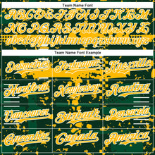 Загрузить изображение в средство просмотра галереи, Custom Green Gold Kelly Green-White Abstract Fragment Shape 3D Pattern Design Bomber Full-Snap Varsity Letterman Hoodie Jacket