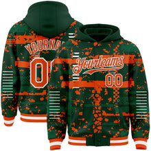 Загрузить изображение в средство просмотра галереи, Custom Green Orange Kelly Green-White Abstract Fragment Shape 3D Pattern Design Bomber Full-Snap Varsity Letterman Hoodie Jacket
