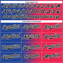 Load image into Gallery viewer, Custom Royal Black Red-White Gradient Line Bomber Full-Snap Varsity Letterman Hoodie Jacket