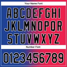 Load image into Gallery viewer, Custom Royal Black Red-White Gradient Line Bomber Full-Snap Varsity Letterman Hoodie Jacket