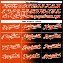 Load image into Gallery viewer, Custom Orange Black-White Gradient Line Bomber Full-Snap Varsity Letterman Hoodie Jacket
