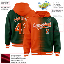 Загрузить изображение в средство просмотра галереи, Custom Orange Green-White Gradient Line Bomber Full-Snap Varsity Letterman Hoodie Jacket