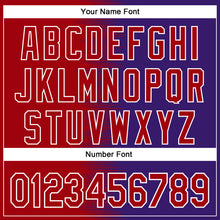 Load image into Gallery viewer, Custom Red Purple-White Gradient Line Bomber Full-Snap Varsity Letterman Hoodie Jacket