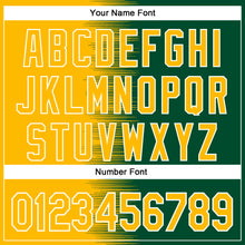 Загрузить изображение в средство просмотра галереи, Custom Gold Kelly Green-White Gradient Line Bomber Full-Snap Varsity Letterman Hoodie Jacket