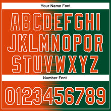 Load image into Gallery viewer, Custom Orange Kelly Green-White Gradient Line Bomber Full-Snap Varsity Letterman Hoodie Jacket