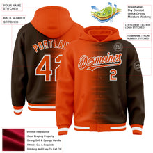 Загрузить изображение в средство просмотра галереи, Custom Orange Brown-White Gradient Line Bomber Full-Snap Varsity Letterman Hoodie Jacket
