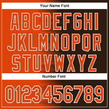 Загрузить изображение в средство просмотра галереи, Custom Orange Brown-White Gradient Line Bomber Full-Snap Varsity Letterman Hoodie Jacket