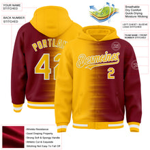 Загрузить изображение в средство просмотра галереи, Custom Gold Crimson-White Gradient Line Bomber Full-Snap Varsity Letterman Hoodie Jacket