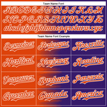 Load image into Gallery viewer, Custom Orange Purple-White Gradient Line Bomber Full-Snap Varsity Letterman Hoodie Jacket