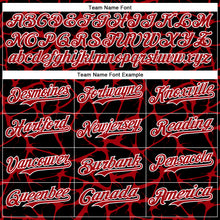 Load image into Gallery viewer, Custom Black Red-White Abstract Network 3D Pattern Design Bomber Full-Snap Varsity Letterman Hoodie Jacket