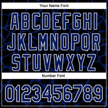 Load image into Gallery viewer, Custom Black Royal-White Abstract Network 3D Pattern Design Bomber Full-Snap Varsity Letterman Hoodie Jacket