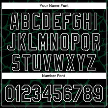 Charger l'image dans la galerie, Custom Black Green-White Abstract Network 3D Pattern Design Bomber Full-Snap Varsity Letterman Hoodie Jacket