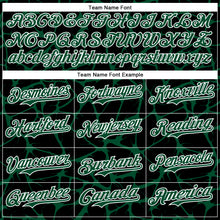 Load image into Gallery viewer, Custom Black Kelly Green-White Abstract Network 3D Pattern Design Bomber Full-Snap Varsity Letterman Hoodie Jacket