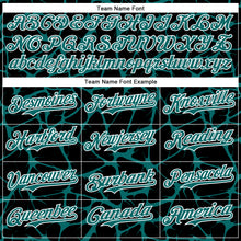 Загрузить изображение в средство просмотра галереи, Custom Black Teal-White Abstract Network 3D Pattern Design Bomber Full-Snap Varsity Letterman Hoodie Jacket