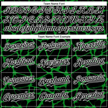 Charger l'image dans la galerie, Custom Black Grass Green-White Abstract Network 3D Pattern Design Bomber Full-Snap Varsity Letterman Hoodie Jacket