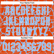 Charger l'image dans la galerie, Custom Orange Light Blue-White Abstract Network 3D Pattern Design Bomber Full-Snap Varsity Letterman Hoodie Jacket