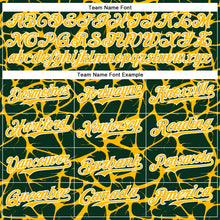 Laden Sie das Bild in den Galerie-Viewer, Custom Green Gold-White Abstract Network 3D Pattern Design Bomber Full-Snap Varsity Letterman Hoodie Jacket