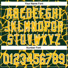 Laden Sie das Bild in den Galerie-Viewer, Custom Green Gold-White Abstract Network 3D Pattern Design Bomber Full-Snap Varsity Letterman Hoodie Jacket