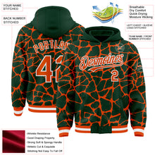 Load image into Gallery viewer, Custom Green Orange-White Abstract Network 3D Pattern Design Bomber Full-Snap Varsity Letterman Hoodie Jacket